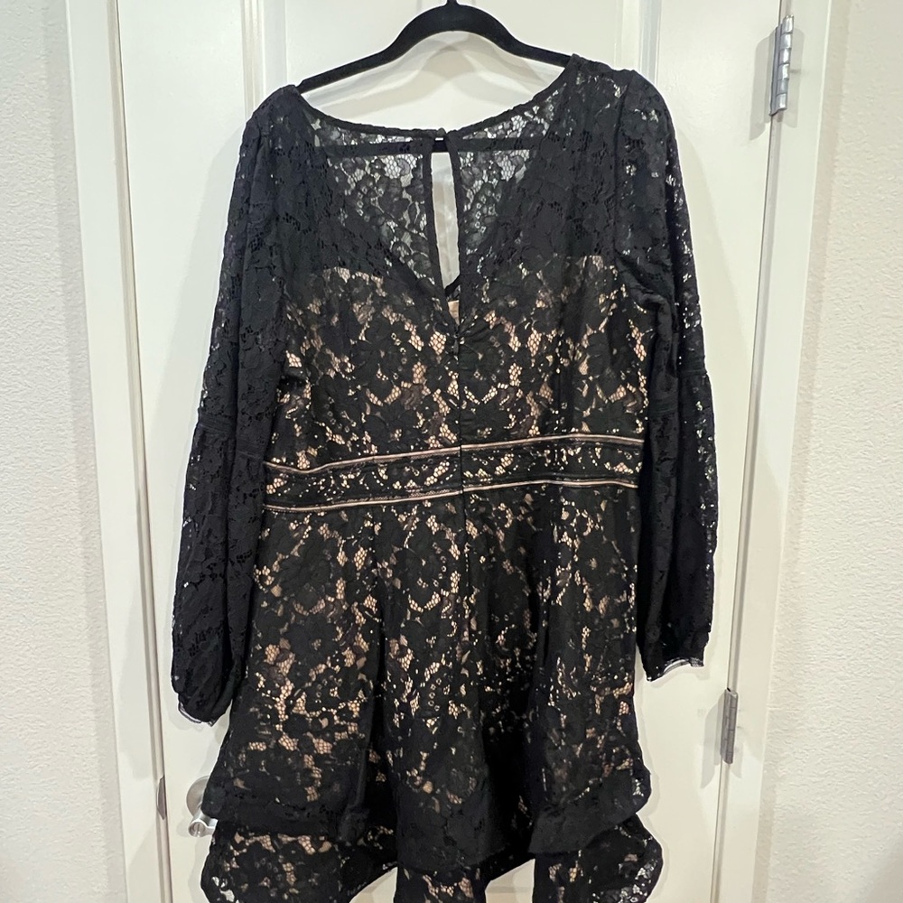 City Chic Black and Nude Lace Dress